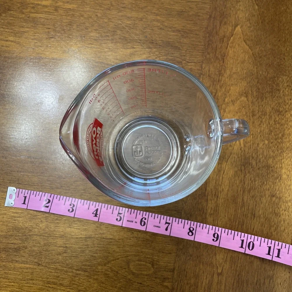 Vintage Anchor Hocking Oven Originals 2 Cup Glass Measuring Cup 498 D Handle‎